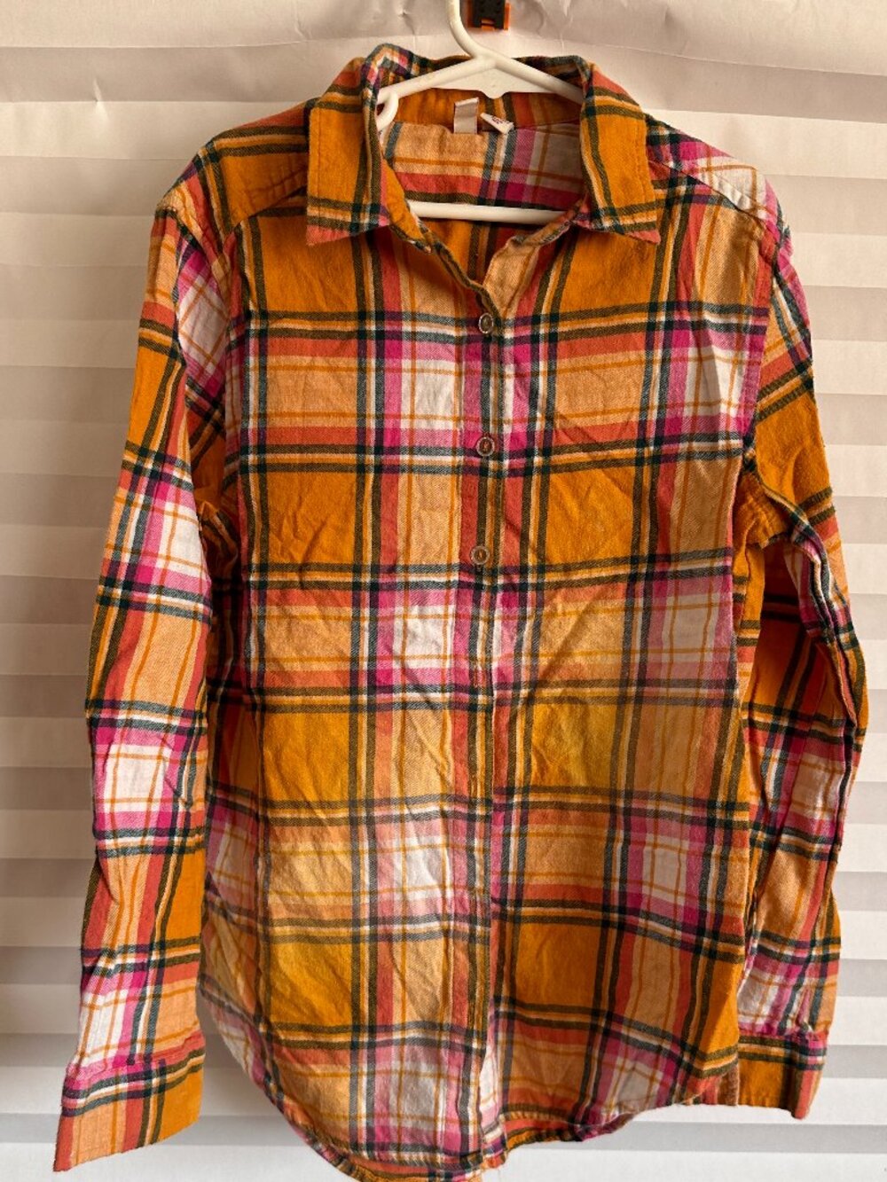 SO Girls Multi Color Plaid Flannel Button Down Shirt Size Large L 10/12 Top